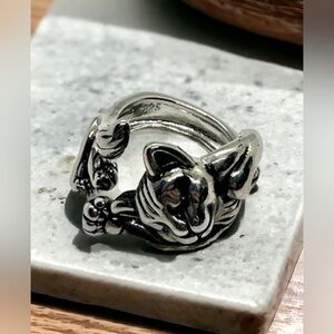 Silver Plated Adjustable Cat Ring​ 🦕